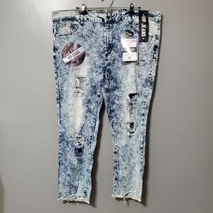 NWT VIP Denim Acid Wash Distressed Jeans Women's Size 23/24
